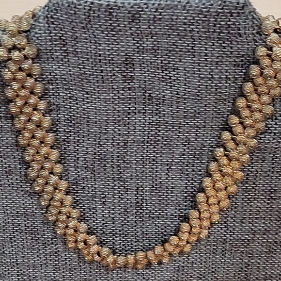 Vintage Gold Tone Textured Necklace - Picture 1 of 10